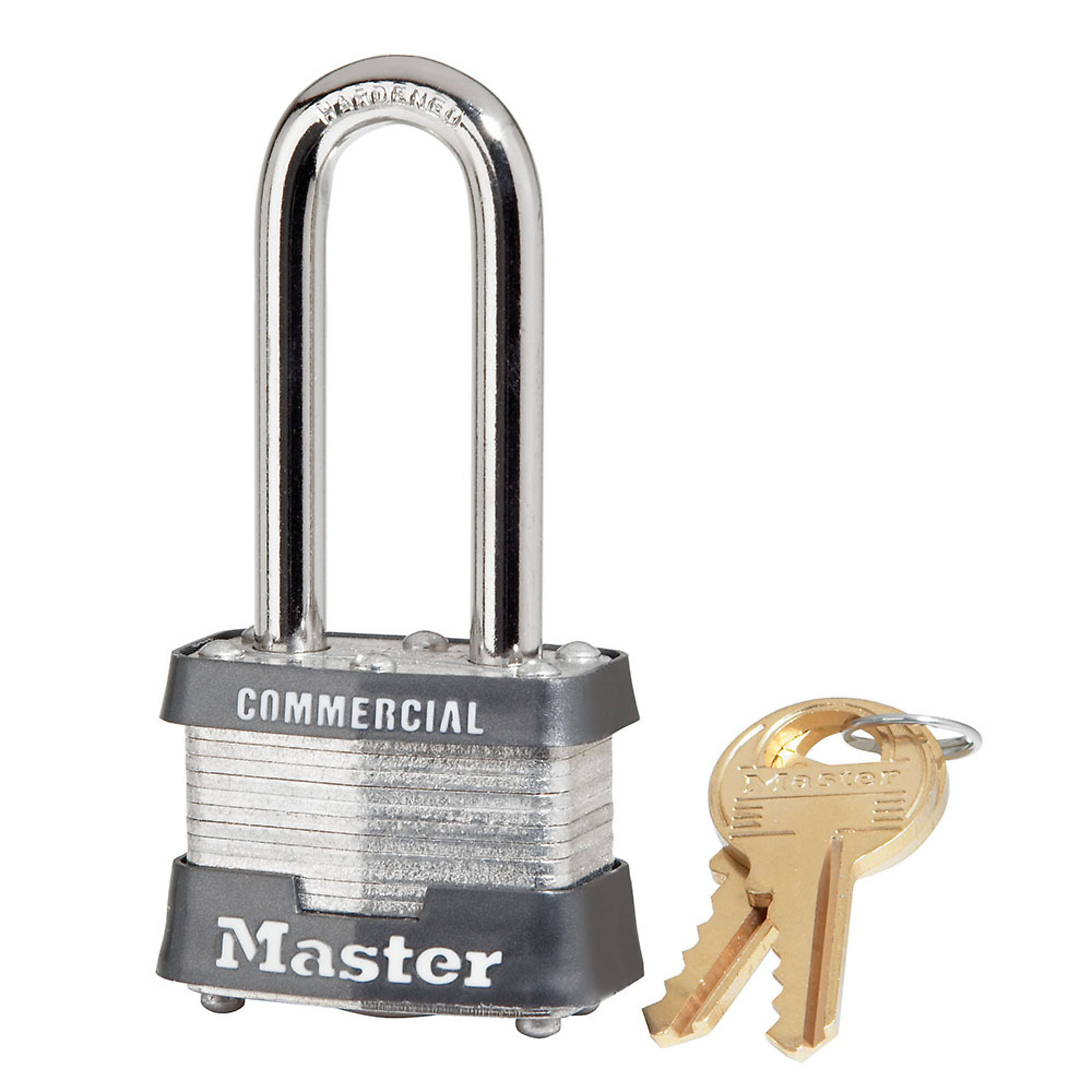 Master Lock 1-9/16in (40mm) Wide Laminated Steel Pin Tumbler Padlock 3KALH with 2in (51mm) Shackle, Keyed Alike